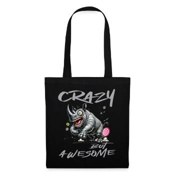 Style de bande dessinée de rhinocéros fou mais génial - Sac en tissu - noir - Devant