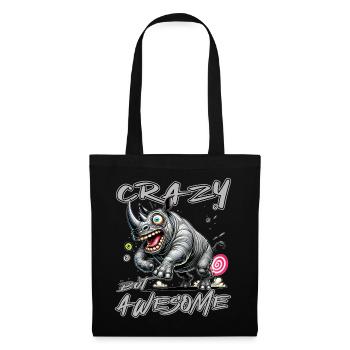 Style de bande dessinée de rhinocéros fou mais génial - Sac en tissu - noir - Devant