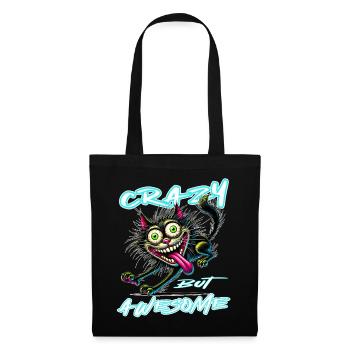 Style de bande dessinée de chat fou mais génial - Sac en tissu - noir - Devant