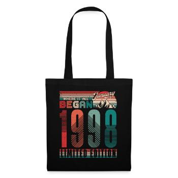 Geburtstag 1998 Jahrgang Januar Retro Geschenk - Stoffbeutel - Schwarz - Vorne