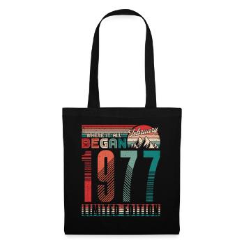 Anniversaire 1977 Vintage Février Cadeau Rétro - Sac en tissu - noir - Devant