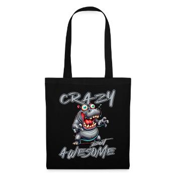 Style de bande dessinée Hippo fou mais génial - Sac en tissu - noir - Devant