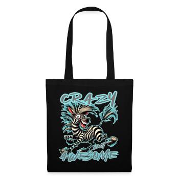 Style de bande dessinée zèbre fou mais génial - Sac en tissu - noir - Devant
