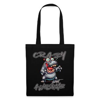 Style de bande dessinée Hippo fou mais génial - Sac en tissu - noir - Devant