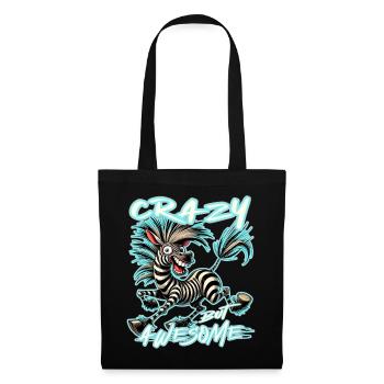 Style de bande dessinée zèbre fou mais génial - Sac en tissu - noir - Devant