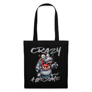Crazy but Awesome Nilpferd Comic Stil - Stoffbeutel - Schwarz - Vorne