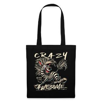 Crazy but Awesome Zebra Comic Style - Tote Bag - black - Front