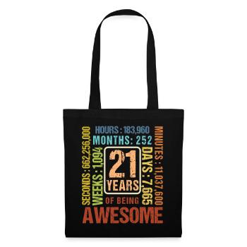 21 Jahre alt! Geburtstagsgeschenk 21. Geburtstag - Stoffbeutel - Schwarz - Vorne