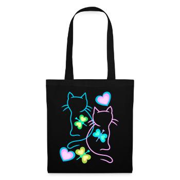 Chats Été Enfant Enfants Chaton Rétro Années 80 - Sac en tissu - noir - Devant