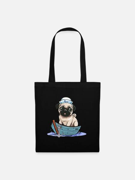 maritime, marin, carlin, chien, marin, bateau - Sac en tissu - noir