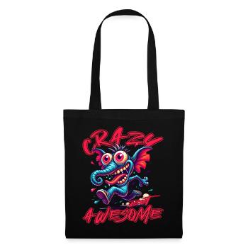 Crazy but Awesome – Elefant Comic Stil - Stoffbeutel - Schwarz - Vorne