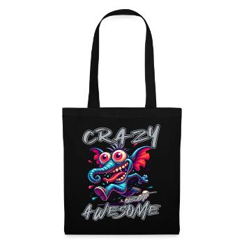 Crazy but Awesome – Elefant Comic Stil - Stoffbeutel - Schwarz - Vorne