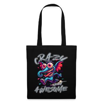 Style de bande dessinée éléphant mignon mais fou - Sac en tissu - noir - Devant