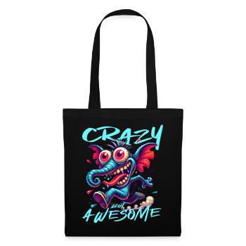 Crazy but Awesome Elefant Comic Stil - Stoffbeutel - Schwarz - Vorne