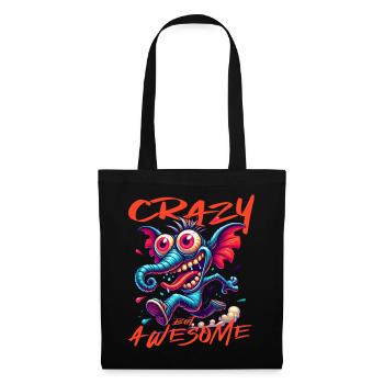 Crazy but Awesome Elefant Comic Stil - Stoffbeutel - Schwarz - Vorne