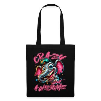 Style de bande dessinée d’éléphant fou mais génial - Sac en tissu - noir - Devant