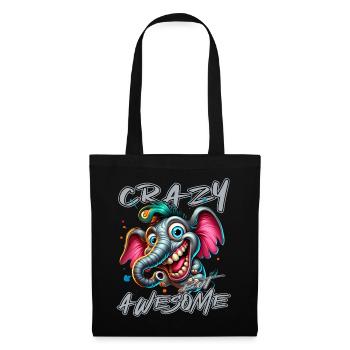 Style de bande dessinée d’éléphant fou mais génial - Sac en tissu - noir - Devant