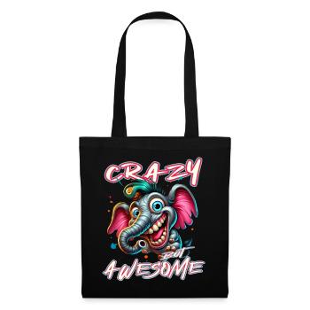 Style de bande dessinée d’éléphant fou mais génial - Sac en tissu - noir - Devant