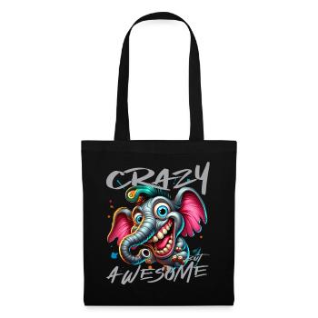 Style de bande dessinée d’éléphant fou mais génial - Sac en tissu - noir - Devant