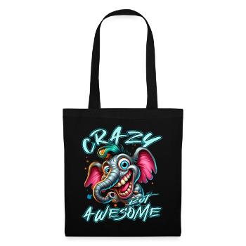 Style de bande dessinée d’éléphant fou mais génial - Sac en tissu - noir - Devant