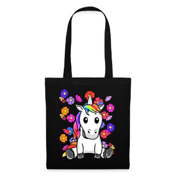 Rétro Licorne Fleurs Été Enfant Enfants Cheval - Sac en tissu - noir - Devant