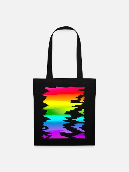 bunter Regenbogen Farbverlauf - Stoffbeutel - Schwarz
