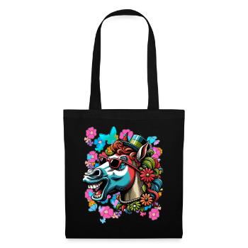 Printemps Eté Cheval Chevaux Cavalier Enfants - Sac en tissu - noir - Devant