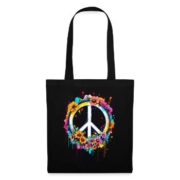 Peace Sign Love Peace Hippie 70s 60s - Tote Bag - black - Front