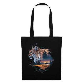 Luchs in der Wildnis – Mystische Naturkunst - Stoffbeutel - Schwarz - Vorne