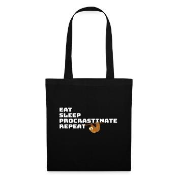 Eat Sleep Procrastinate Repeat – Lustiges Faultier - Stoffbeutel - Schwarz - Vorne