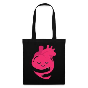 Hug A Heart Awesome Peace Sign Valentine Day - Tote Bag - black - Front