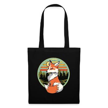 Rétro renard renards Vintage des années 80 des années 90 habitants des bois - Sac en tissu - noir - Devant