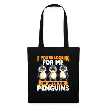 Si vous me cherchez, je suis avec les pingouins - Sac en tissu - noir - Devant
