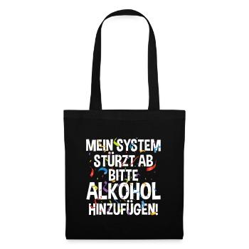 Bitte Alkohol hinzufügen! - Lustiges KI Fasching - Stoffbeutel - Schwarz - Vorne