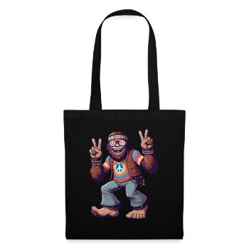 Hippie 70er Jahre 1970er 60er Jahre Party Bigfoot - Stoffbeutel - Schwarz - Vorne