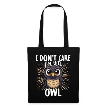 Je m’en fiche je suis un hibou - hibou mignon - Sac en tissu - noir - Devant