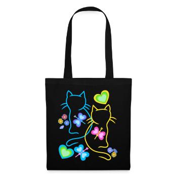 Chat Chats Chaton Enfants Enfant Bébé Printemps - Sac en tissu - noir - Devant