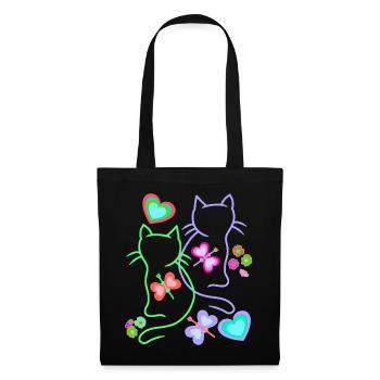 Cats, Cat, Easter, Spring, Retro, 80s, 90s, Child - Tote Bag - black - Front