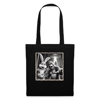 Pâques, Lapin de Pâques drôle, Lapin Selfie Fête de Pâques - Sac en tissu - noir - Devant
