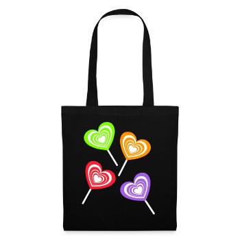Lollie Lollies Kinder Kind Retro Vintage 80er 90er - Stoffbeutel - Schwarz - Vorne