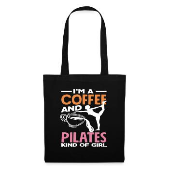 Pilates Und Kaffee Liebhaberin - Stoffbeutel - Schwarz - Vorne