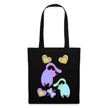 Retro Cats Cat 80s 90s Vintage Kitten Child - Tote Bag - black - Front