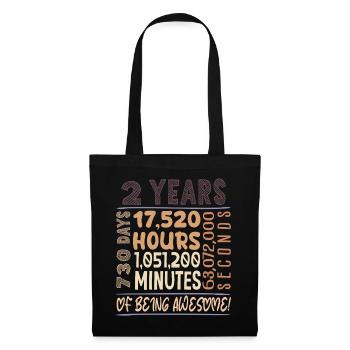 2 ans ! Cadeau d’anniversaire pour les 2 ans - Sac en tissu - noir - Devant