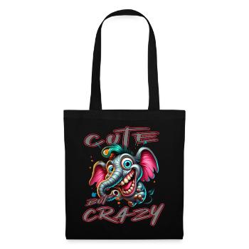 Style de bande dessinée éléphant mignon mais fou - Sac en tissu - noir - Devant