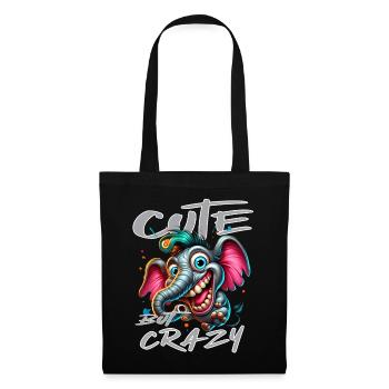 Style de bande dessinée éléphant mignon mais fou - Sac en tissu - noir - Devant