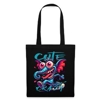 Style de bande dessinée éléphant mignon mais fou - Sac en tissu - noir - Devant