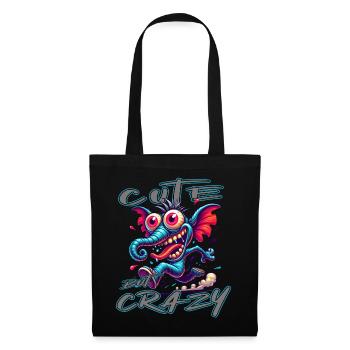Style de bande dessinée éléphant mignon mais fou - Sac en tissu - noir - Devant