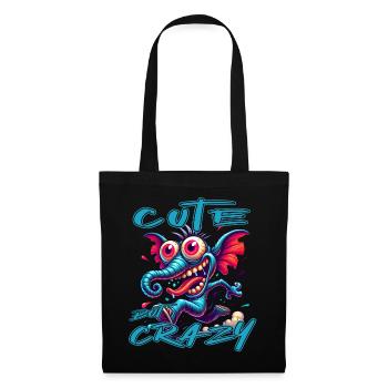 Style de bande dessinée éléphant mignon mais fou - Sac en tissu - noir - Devant
