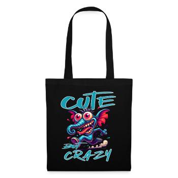 Style de bande dessinée éléphant mignon mais fou - Sac en tissu - noir - Devant