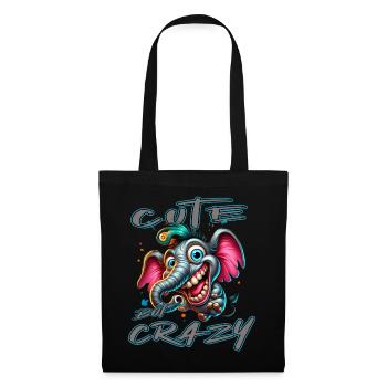 Cute but Crazy Elefant Comic Stil - Stoffbeutel - Schwarz - Vorne